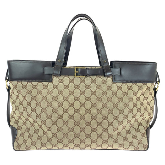 14580
GUCCI グッチ ブラウン ゴールド金具 GGキャンバス / レザー 106251 トートバッグ ショルダーバッグ  レディース