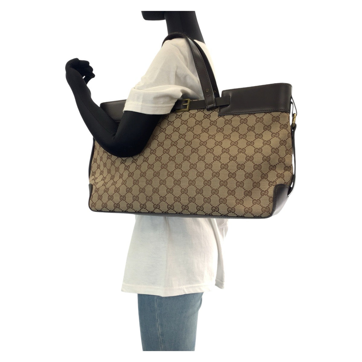 14580
GUCCI グッチ ブラウン ゴールド金具 GGキャンバス / レザー 106251 トートバッグ ショルダーバッグ  レディース