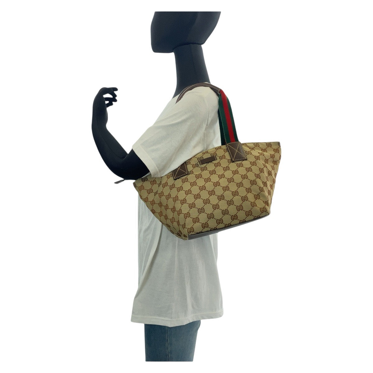 14581
GUCCI グッチ シェリーライン ブラウン ベージュ GGキャンバス / レザー 131228 トートバッグ ショルダーバッグ  レディース