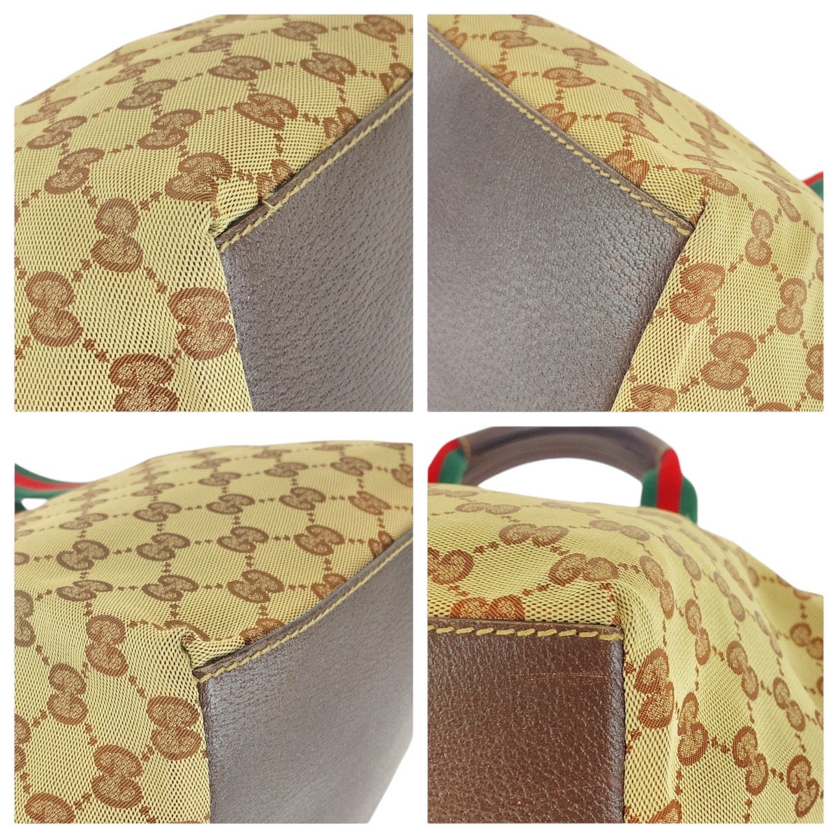14581
GUCCI グッチ シェリーライン ブラウン ベージュ GGキャンバス / レザー 131228 トートバッグ ショルダーバッグ  レディース