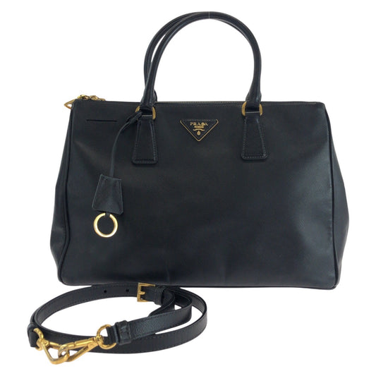 14583
PRADA プラダ サフィアーノ ガレリア ブラック 黒 ゴールド金具 レザー トートバッグ ショルダーバッグ 2way  レディース