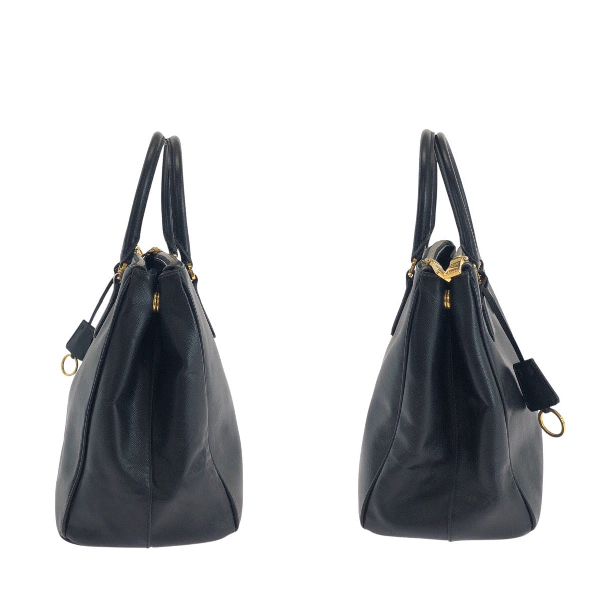 14583
PRADA プラダ サフィアーノ ガレリア ブラック 黒 ゴールド金具 レザー トートバッグ ショルダーバッグ 2way  レディース