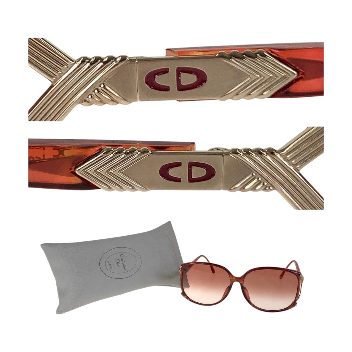 14586
Dior ディオール ヴィンテージ グラデーションレンズ レッド ゴールド金具 プラスチック 2496A 30 60◻︎13 サングラス ウェリントン  レディース