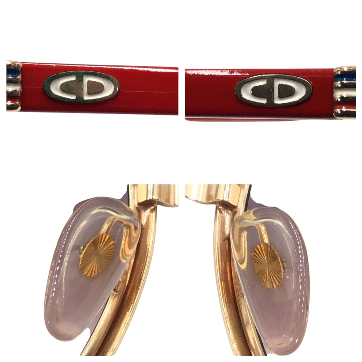 Dior ディオール ヴィンテージ レッド ブルー ゴールド パープル メタル 2475 45 62□18 サングラス ラウンド  レディース