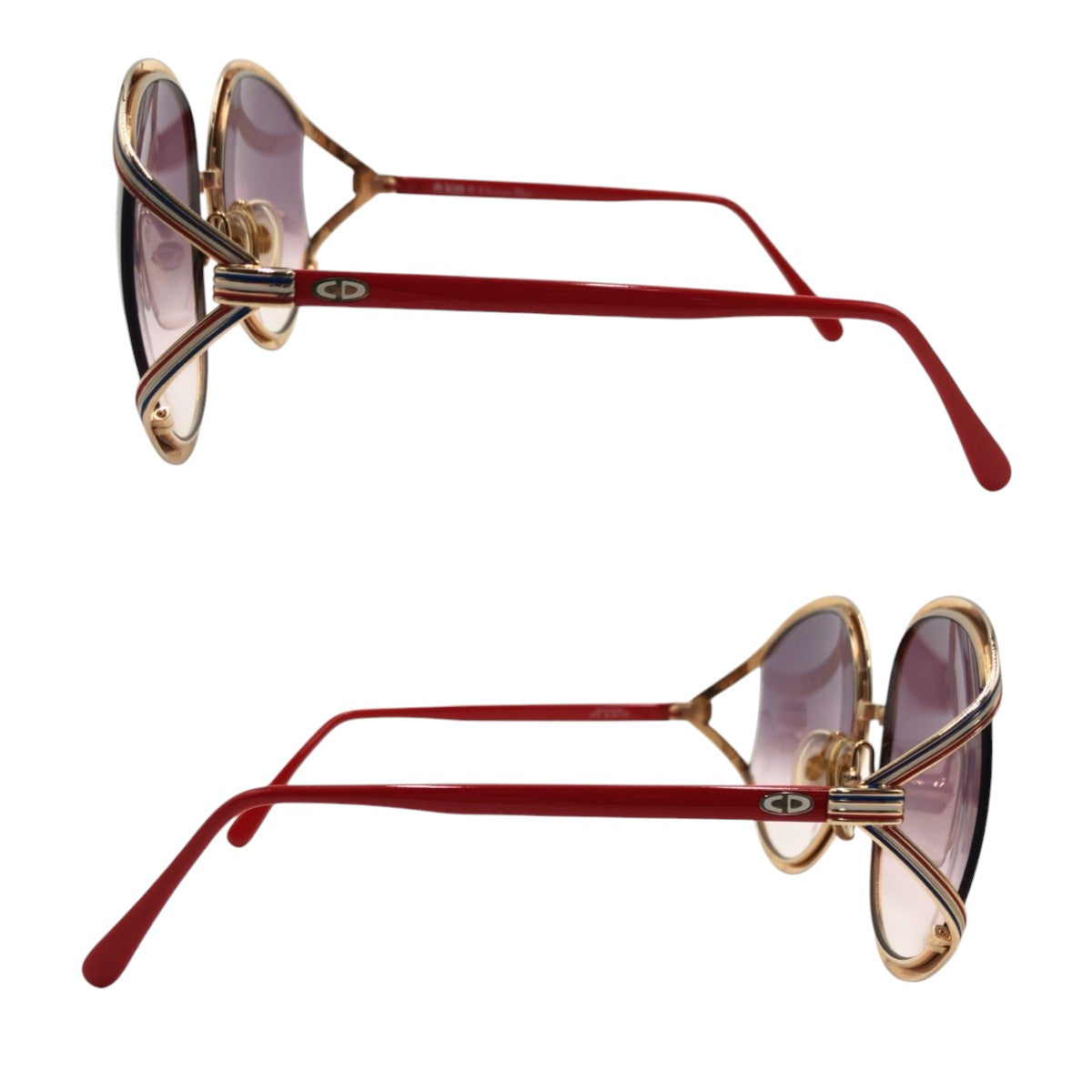 Dior ディオール ヴィンテージ レッド ブルー ゴールド パープル メタル 2475 45 62□18 サングラス ラウンド  レディース