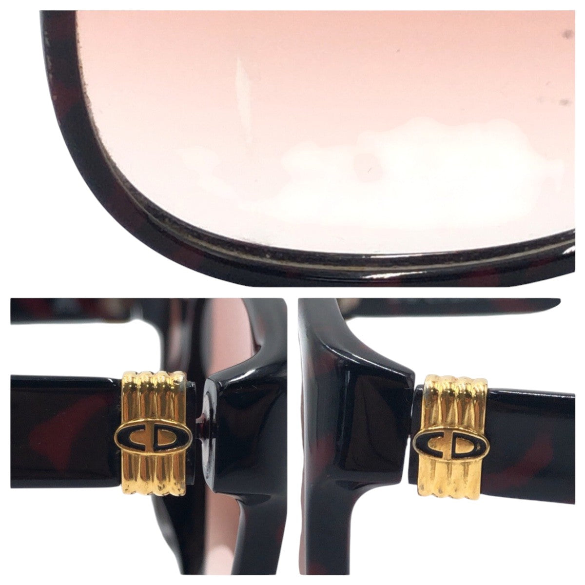 Dior ディオール ヴィンテージ CDロゴ ブラウン プラスチック 2317A30 サングラス 男女兼用 ウェリントン  レディース