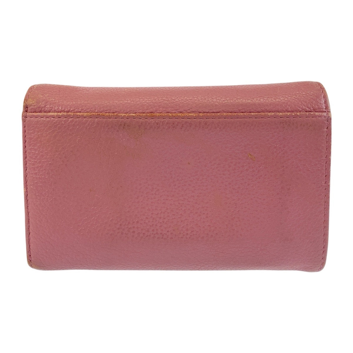 14587
MCM エム シー エム ピンク ゴールド金具 レザー 折財布 コンパクトウォレット  レディース