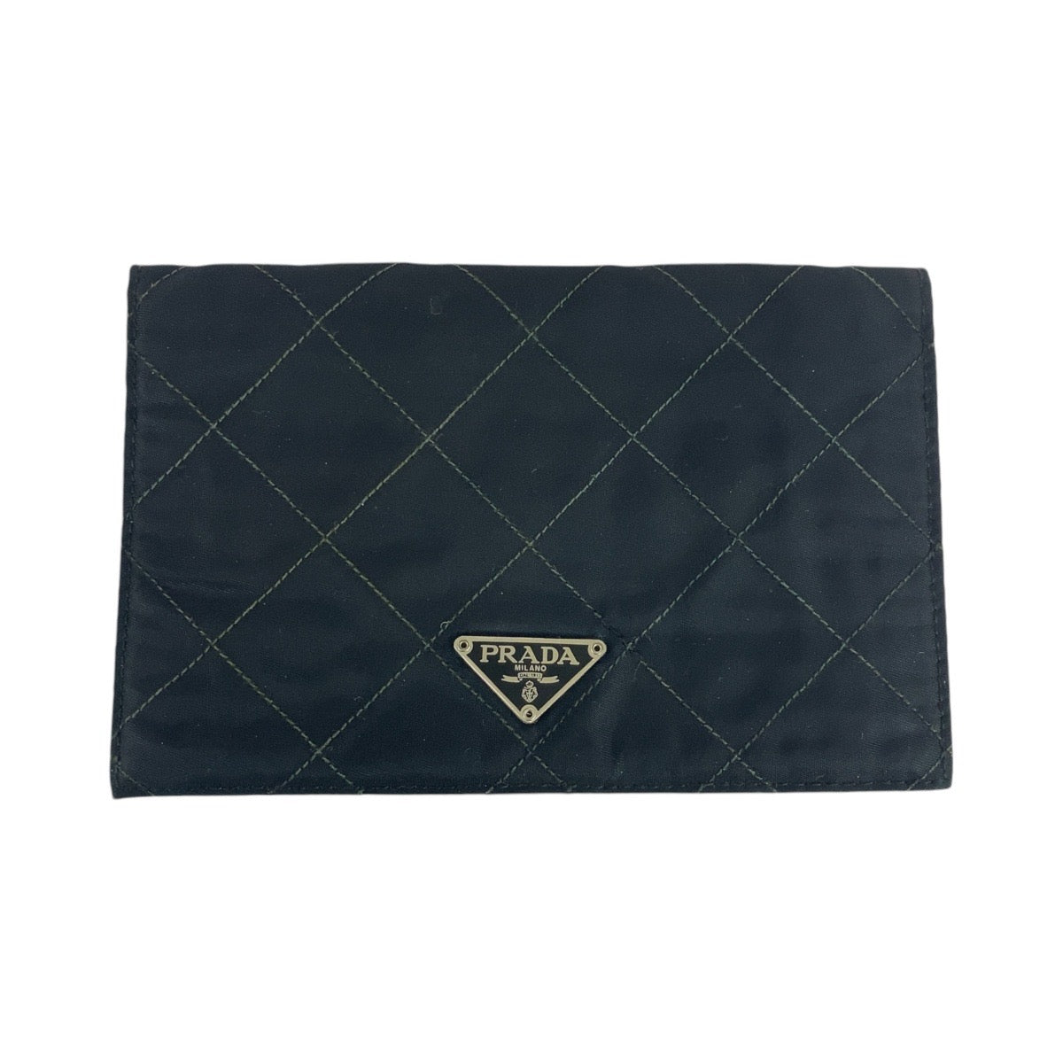 PRADA Prada Triangle logo plate Black Silver hardware Nylon Long wallet Women's