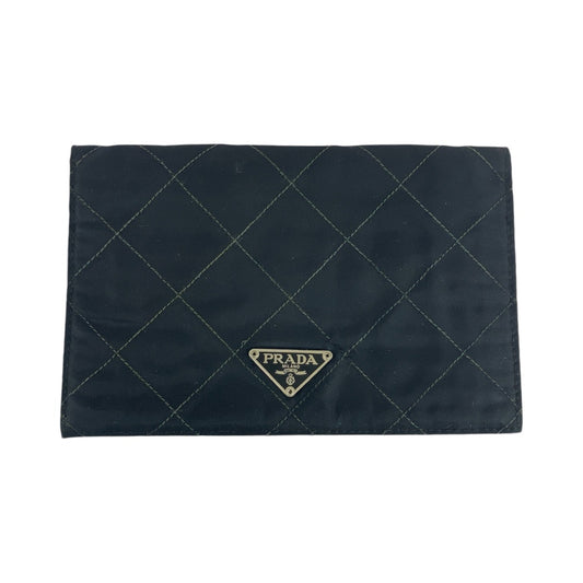 PRADA Prada Triangle logo plate Black Silver hardware Nylon Long wallet Women's