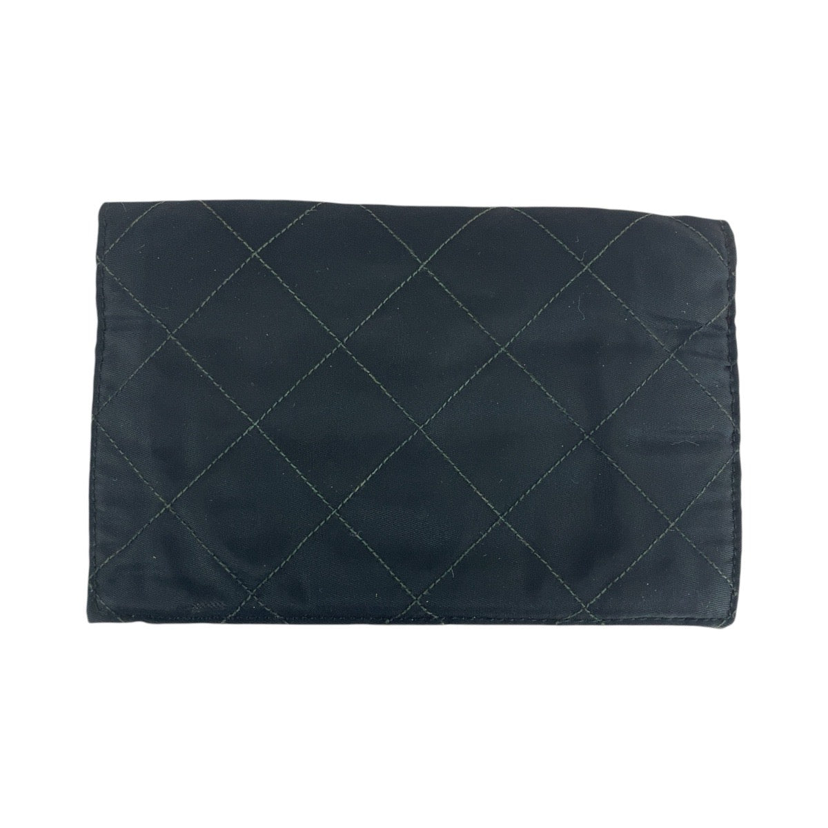 PRADA Prada Triangle logo plate Black Silver hardware Nylon Long wallet Women's