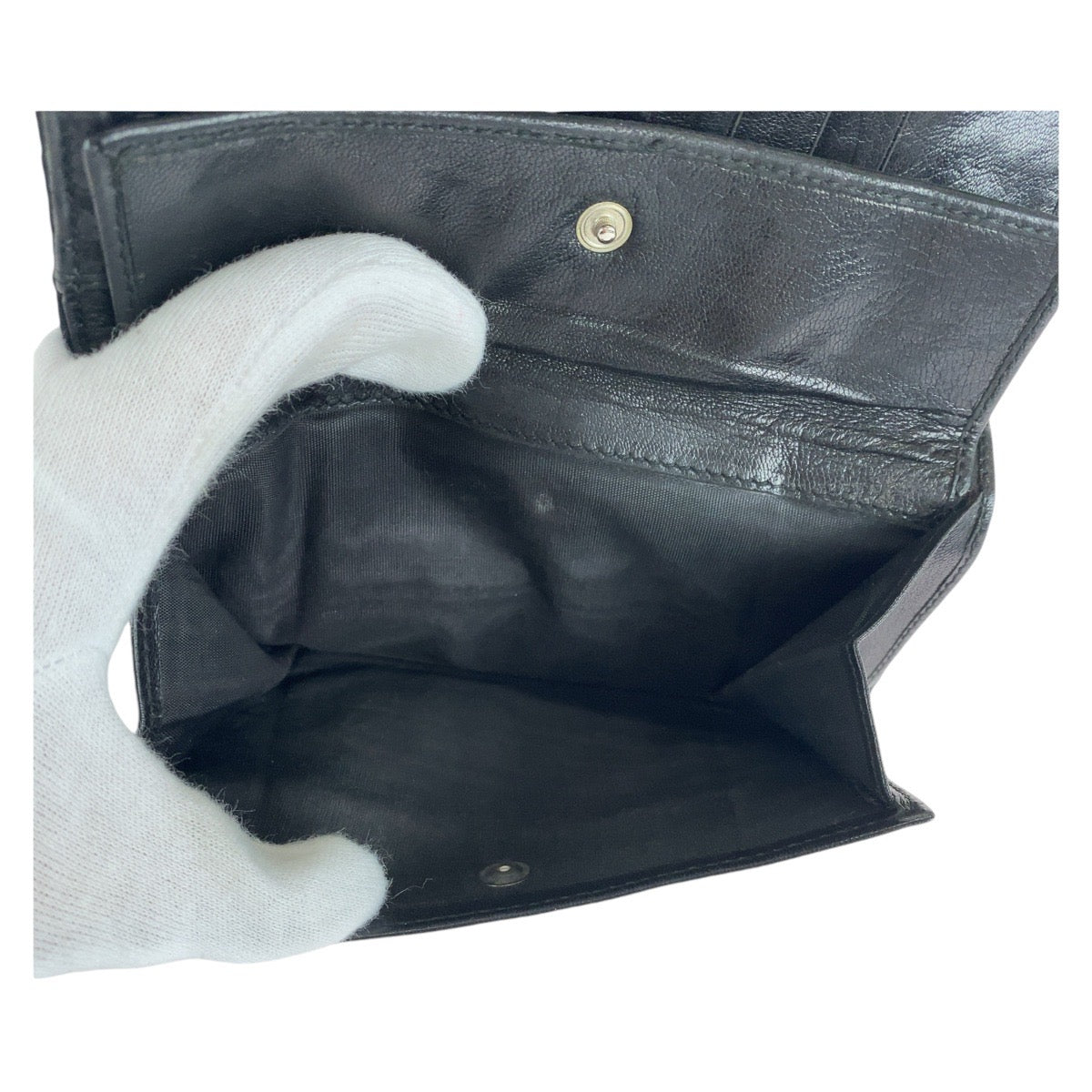 PRADA Prada Triangle logo plate Black Silver hardware Nylon Long wallet Women's