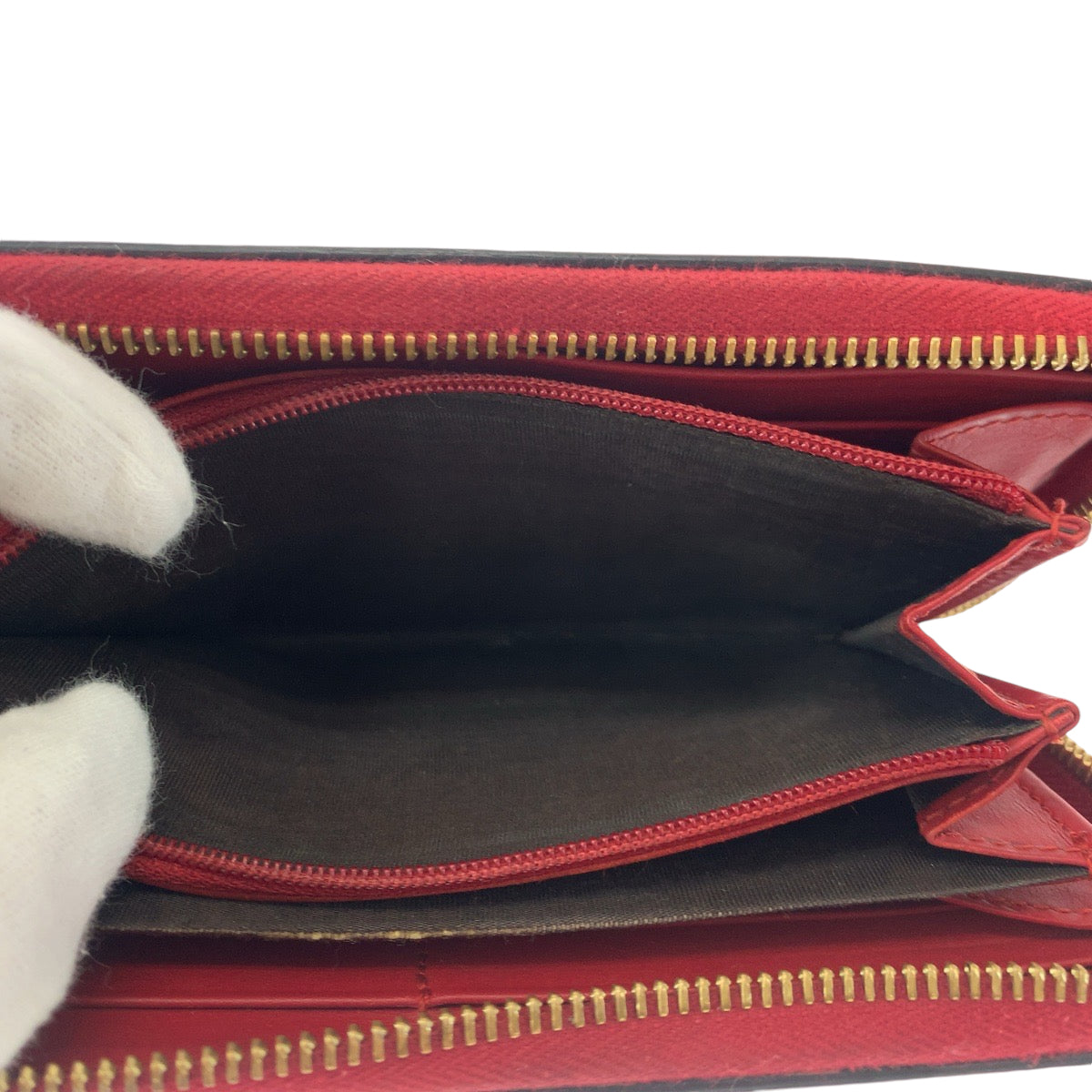 14590
GUCCI グッチ バンブー レッド ブラウン ゴールド金具 レザー 453158 長財布 ラウンドファスナー  レディース