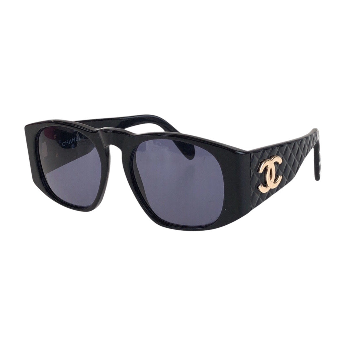 14591
CHANEL シャネル ヴィンテージ マトラッセ ココマーク ブラック 黒 ゴールド金具 プラスチック 01450 94305 サングラス ウェリントン  レディース