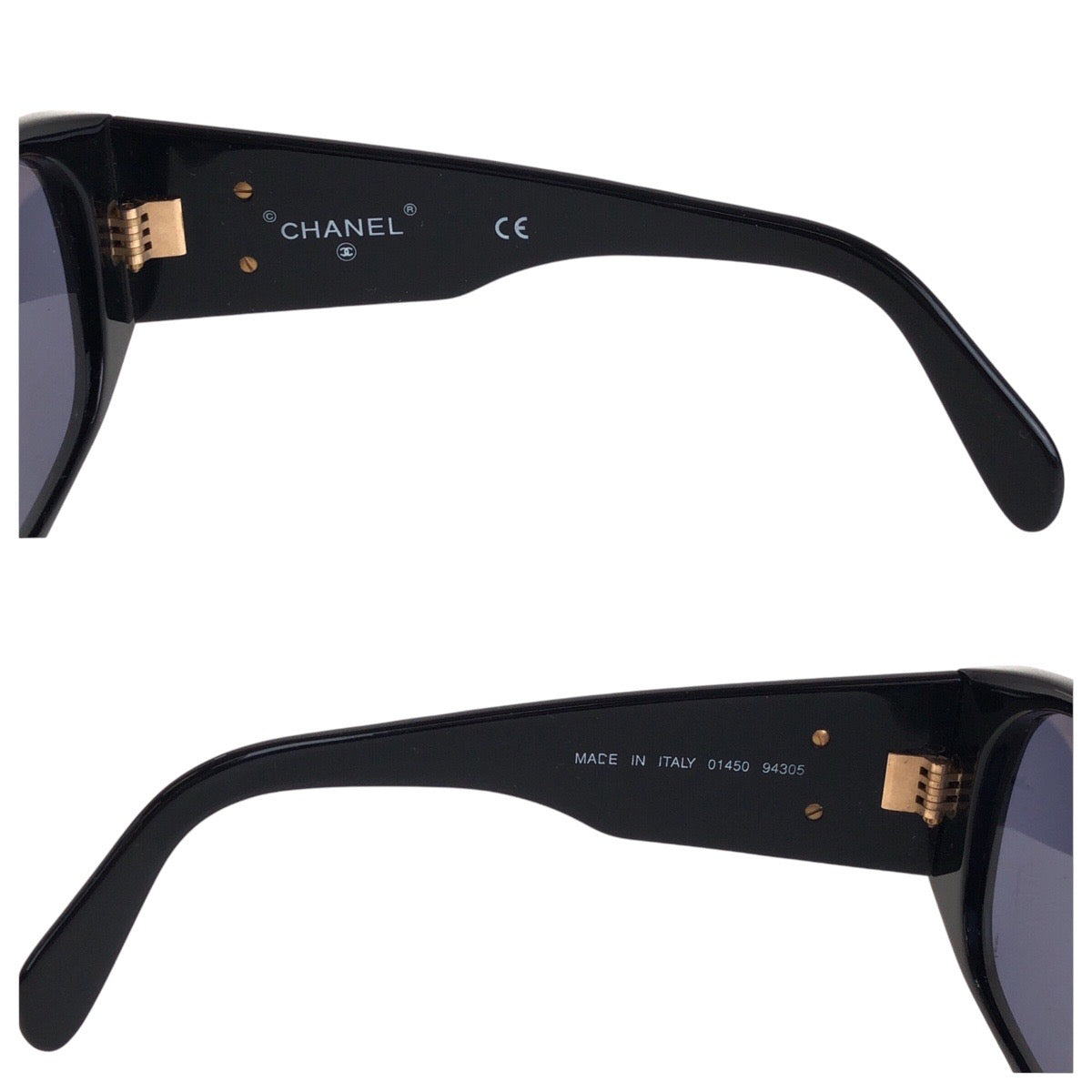 14591
CHANEL シャネル ヴィンテージ マトラッセ ココマーク ブラック 黒 ゴールド金具 プラスチック 01450 94305 サングラス ウェリントン  レディース