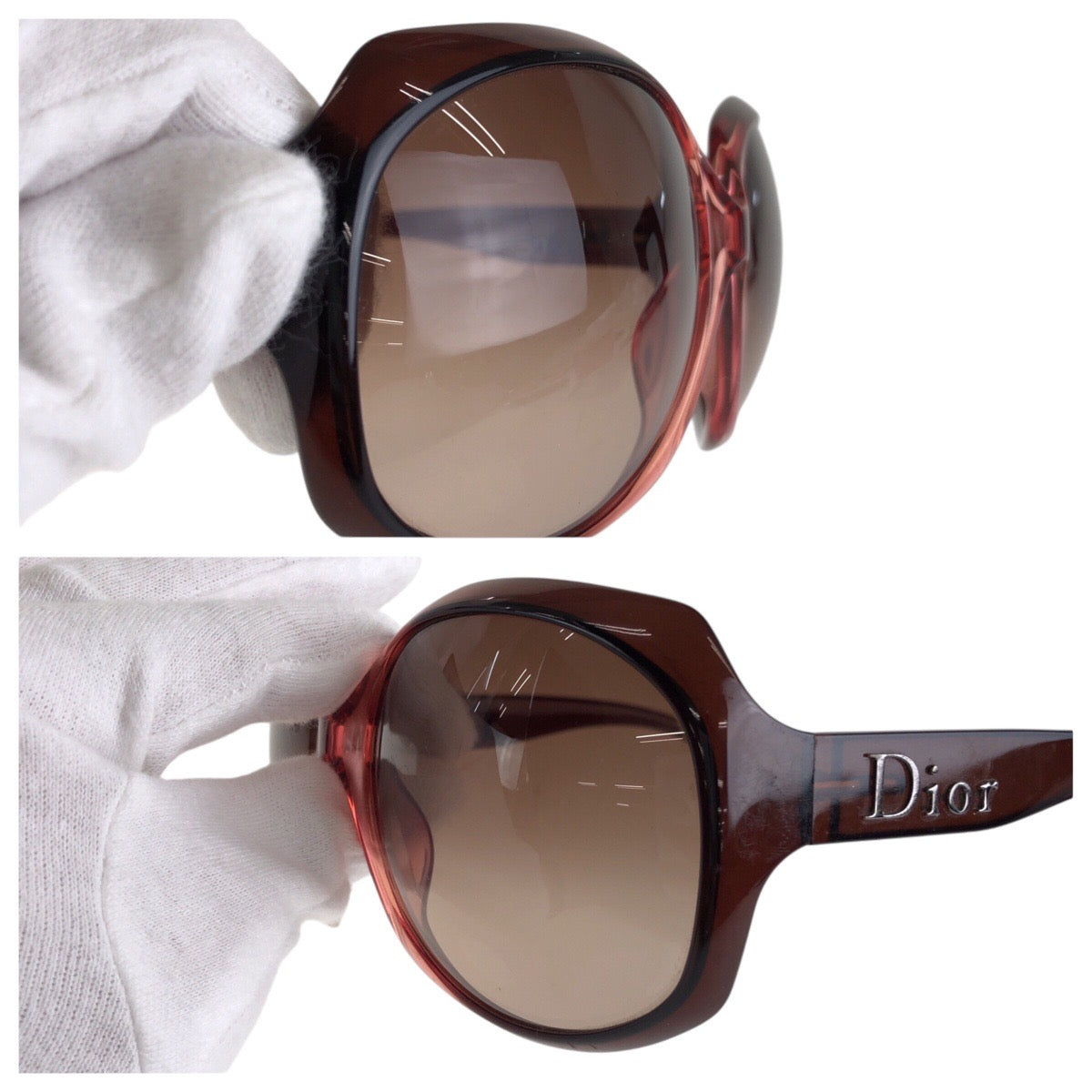 Dior ディオール ディオール ブラウン シルバー金具 プラスチック GLOSSY 1 A3FCC 62◻︎20 サングラス バタフライ  レディース
