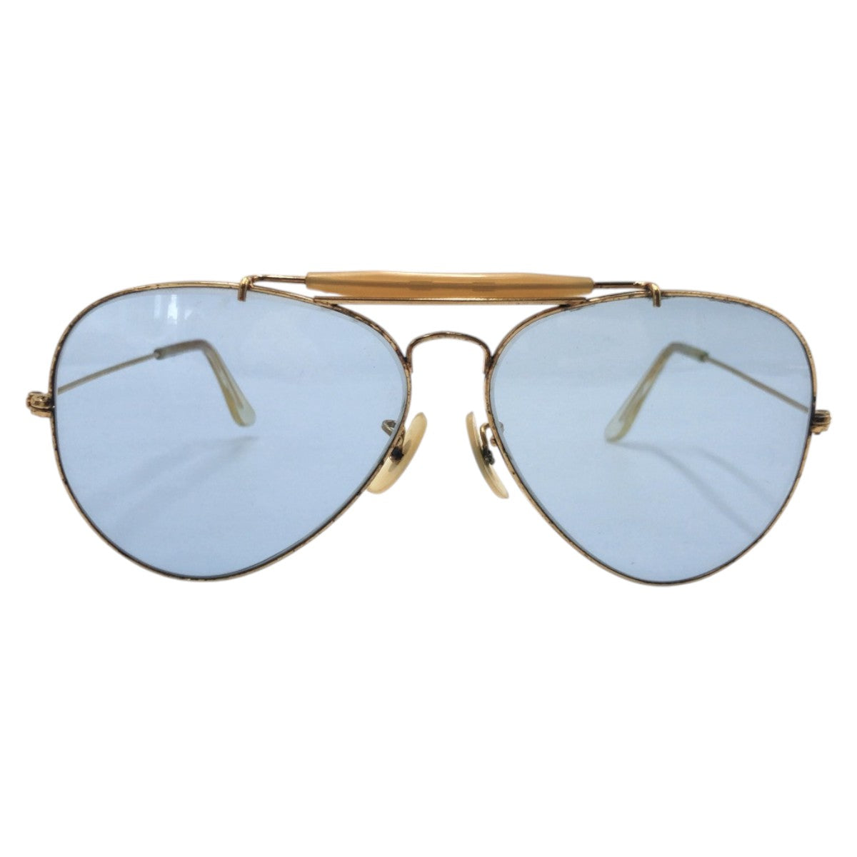 Ray-Ban Vintage B&amp;L Bausch &amp; Lomb Gold Blue Metal 62◻︎14 USA Sunglasses Teardrop Men's