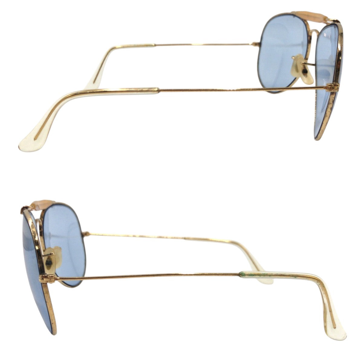 Ray-Ban Vintage B&amp;L Bausch &amp; Lomb Gold Blue Metal 62◻︎14 USA Sunglasses Teardrop Men's