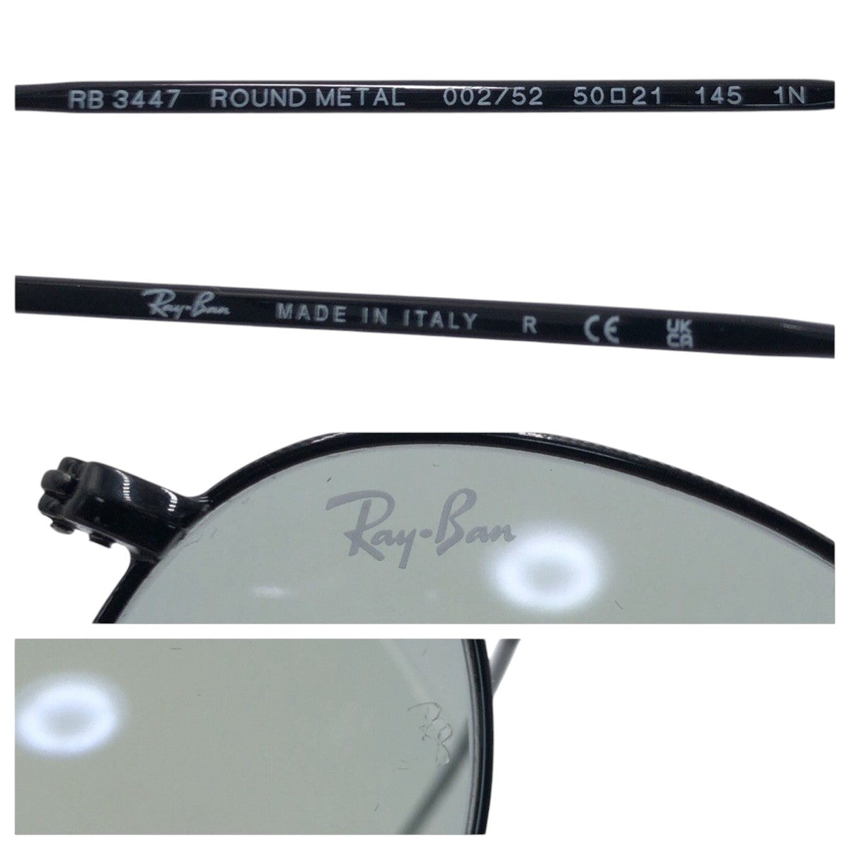 Ray-Ban ROUND METAL Black RB 3447 002/52 50□21 145 Sunglasses Round Men's