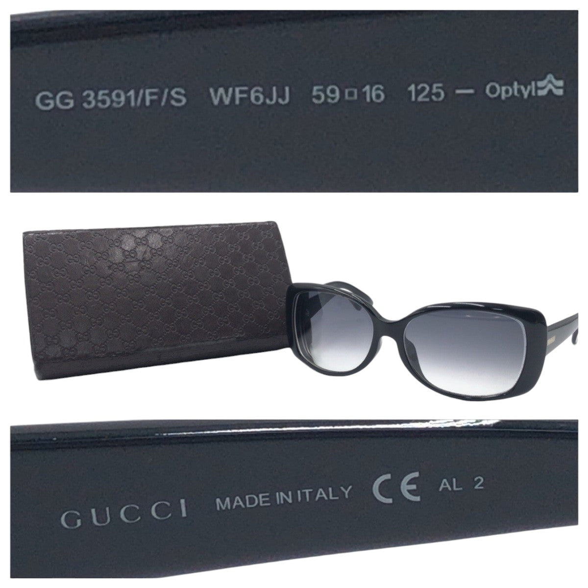 14594
GUCCI グッチ GG柄 ブラック 黒 プラスチック GG3591/F/S WF6JJ 5916 125 サングラス メガネフレーム バタフライ  レディース