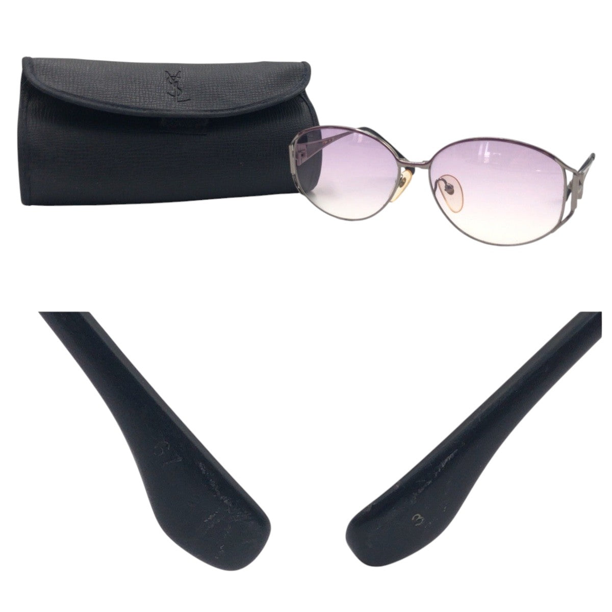 14597
YVES SAINT LAURENT イヴ サンローラン ヴィンテージ YSL パープル シルバー メタル 31 2601 67 2N サングラス ラウンド レディース AB5