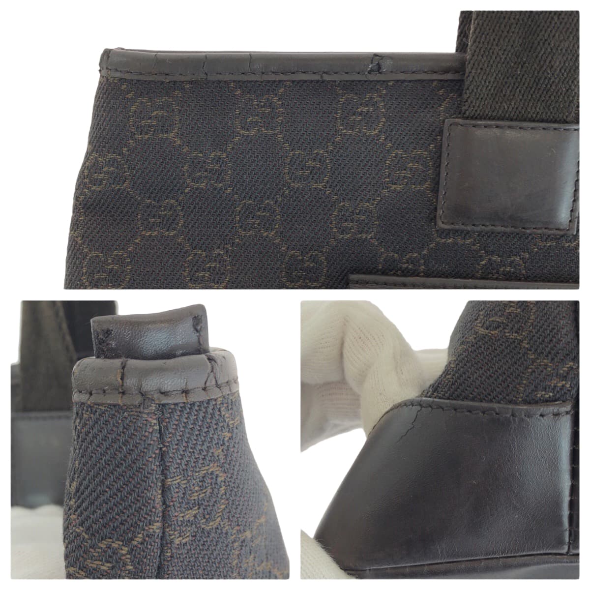 14008
GUCCI グッチ ブラウン シルバー金具 GGキャンバス / レザー 34339 トートバッグ ショルダーバッグ  レディース