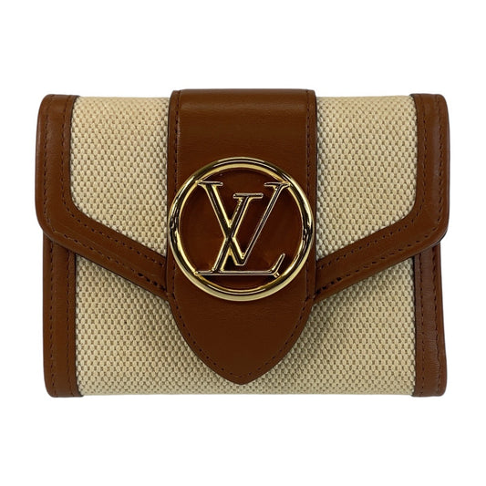 14600
LOUIS VUITTON ルイヴィトン ポルトフォイユ ポンヌフ コンパクト ベージュ ブラウン ゴールド金具 キャンバス / レザー M81393 折財布 コンパクトウォレット  レディース