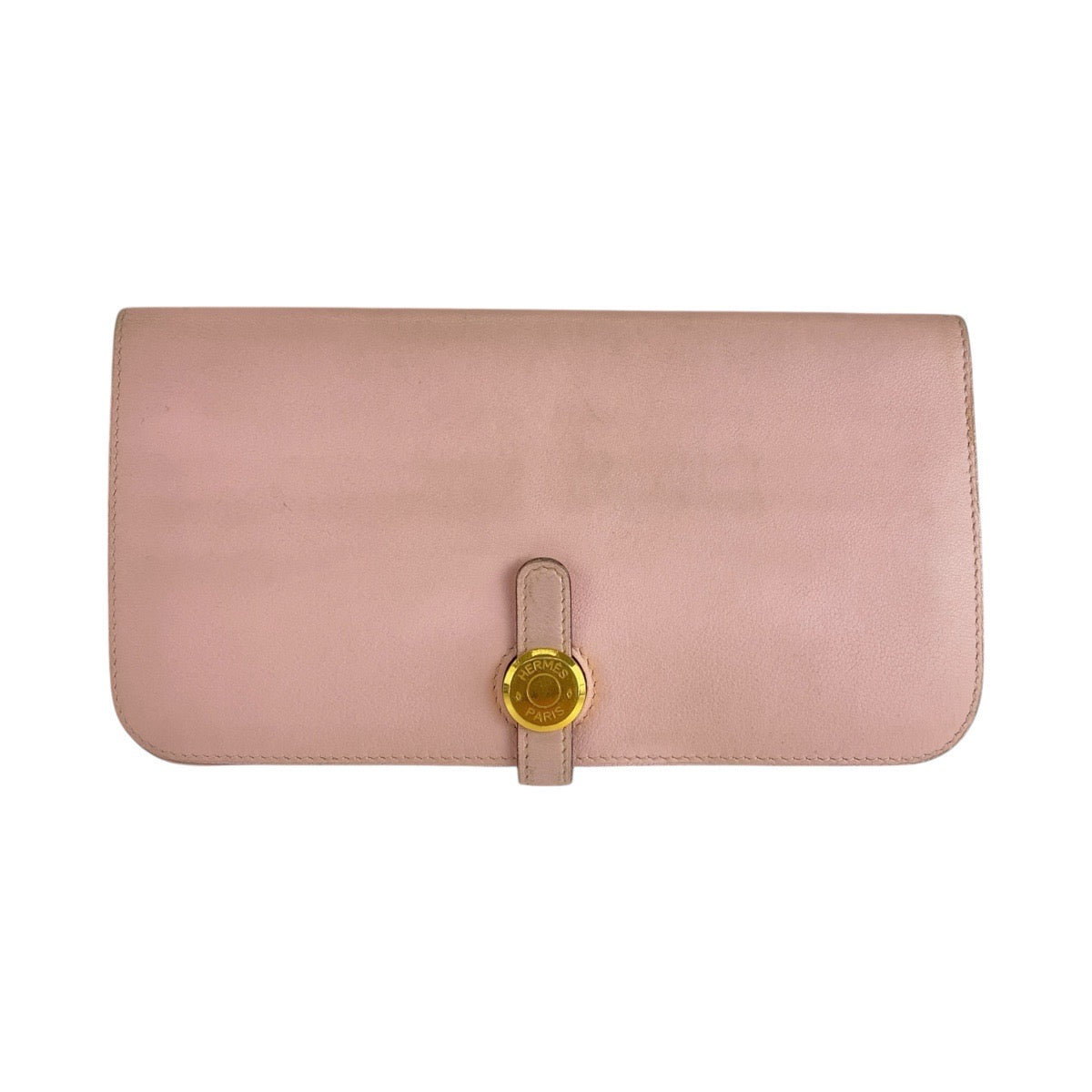 14602
HERMES エルメス ドゴンロング ピンク ローズサクラ ゴールド金具 ヴォースイフト 長財布 ロングウォレット T刻印  レディース AB40