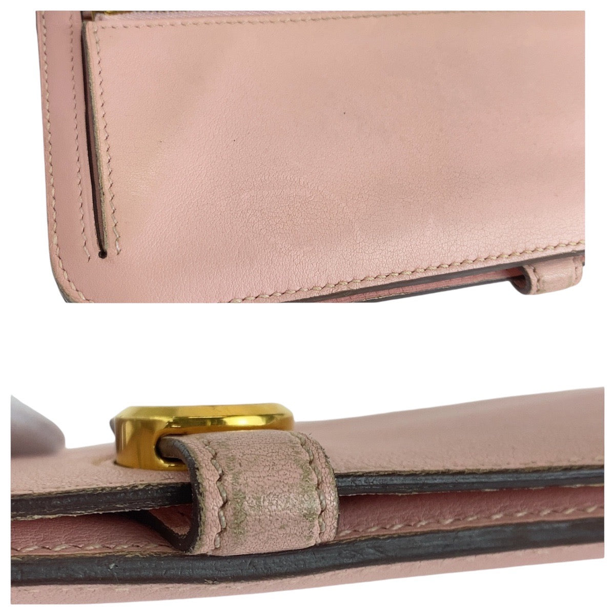 14602
HERMES エルメス ドゴンロング ピンク ローズサクラ ゴールド金具 ヴォースイフト 長財布 ロングウォレット T刻印  レディース AB40