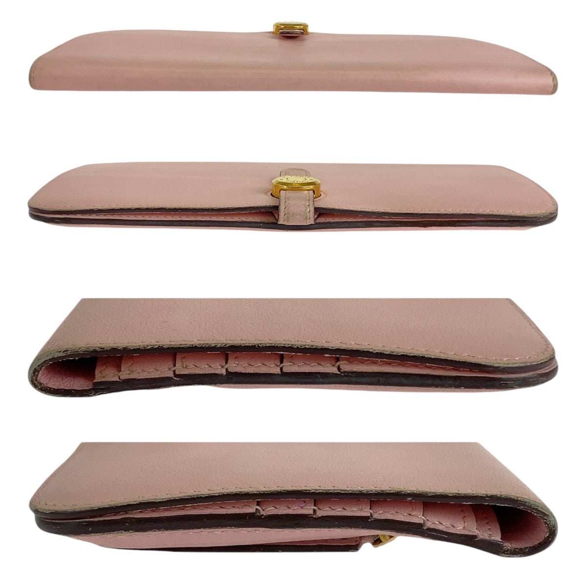 14602
HERMES エルメス ドゴンロング ピンク ローズサクラ ゴールド金具 ヴォースイフト 長財布 ロングウォレット T刻印  レディース AB40