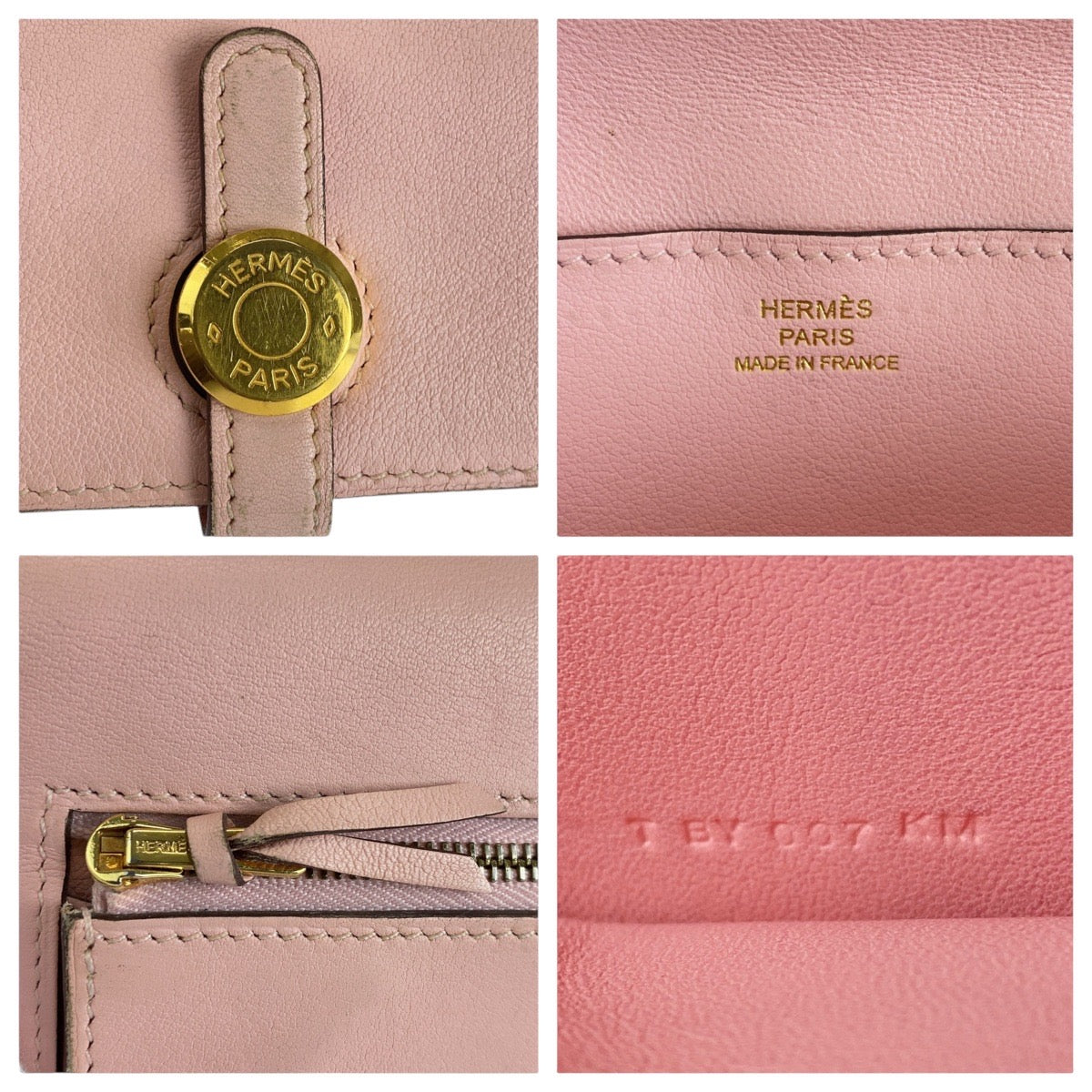14602
HERMES エルメス ドゴンロング ピンク ローズサクラ ゴールド金具 ヴォースイフト 長財布 ロングウォレット T刻印  レディース AB40