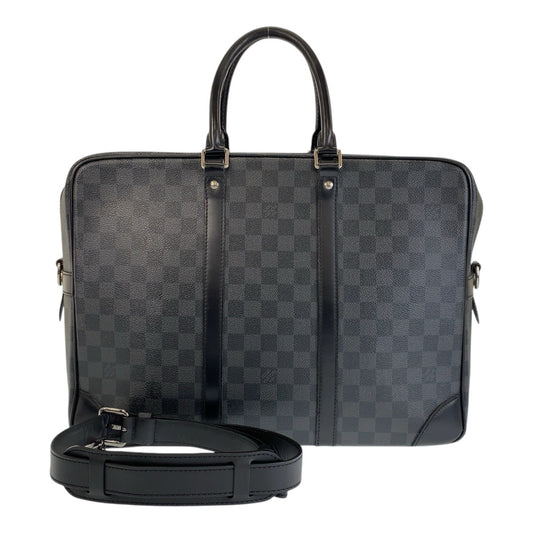 14604
LOUIS VUITTON ルイヴィトン ダミエグラフィット ポルトドキュマン ヴォワヤージュGM ブラック シルバー金具 PVC / レザー N41123 ビジネスバッグ ブリーフケース  メンズ