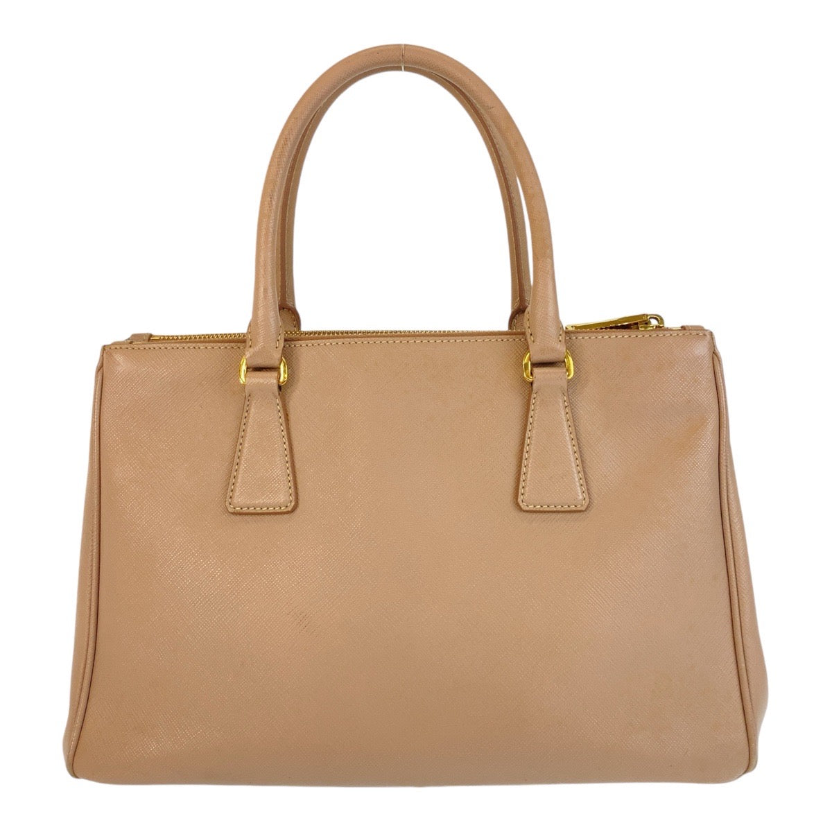 14605
PRADA プラダ サフィアーノ ガレリア 三角ロゴプレート ベージュ ゴールド金具 レザー ハンドバッグ 斜め掛け ショルダーバッグ 2way  レディース AB55