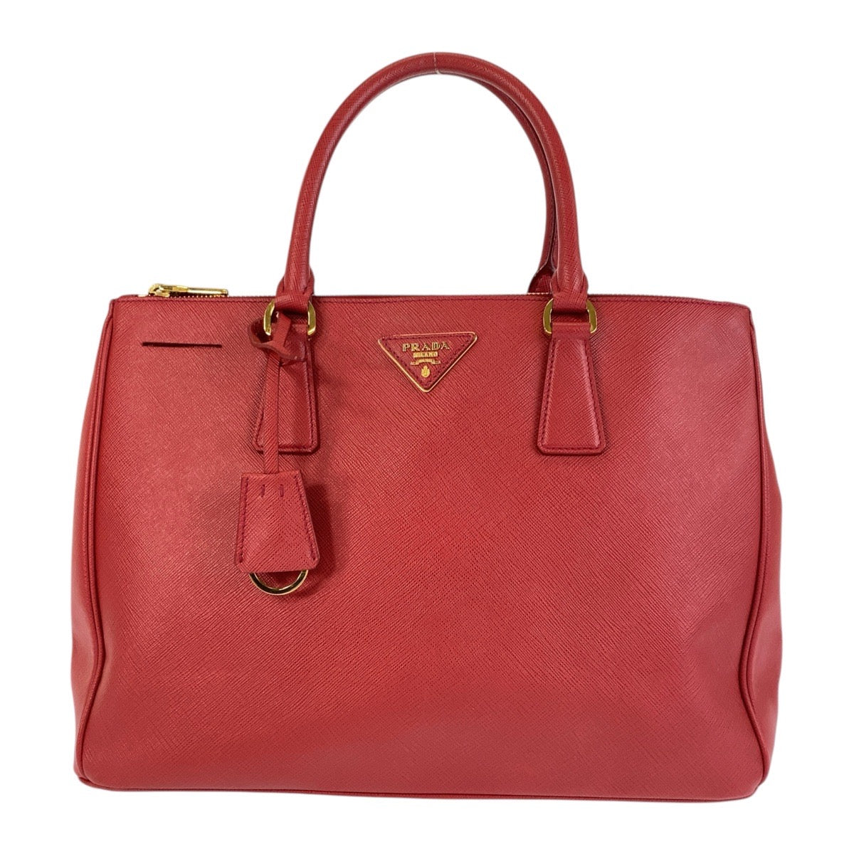 14606
 PRADA Prada Saffiano Galleria Red Gold Hardware Leather Handbag for Women