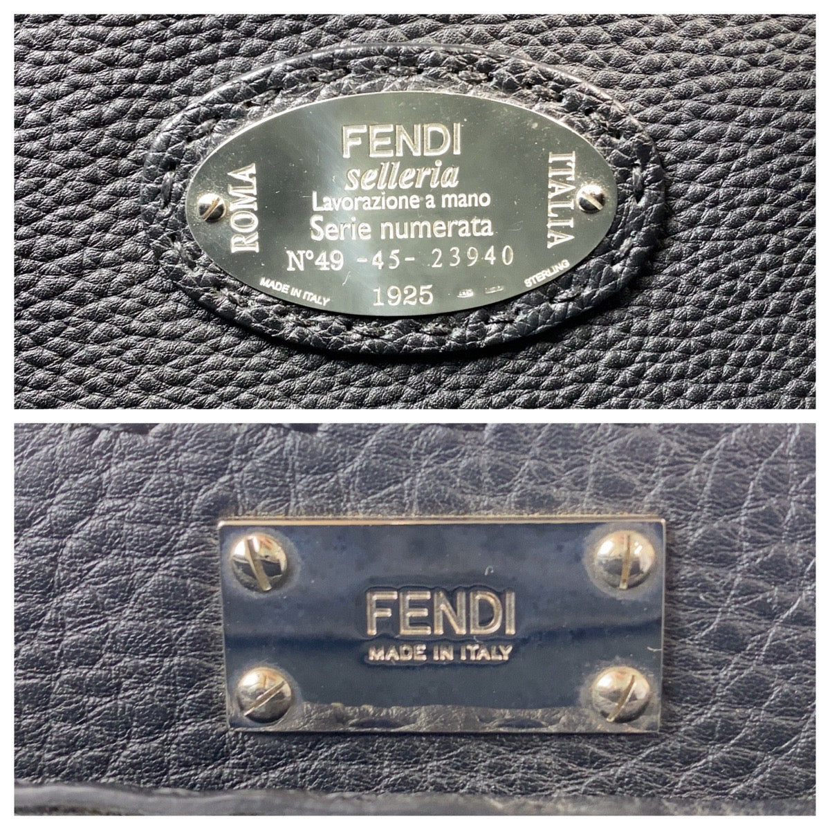 14607
FENDI フェンディ セレリア ピーカブー ブラック 黒 シルバー金具 レザー ビジネスバッグ ブリーフケース  メンズ