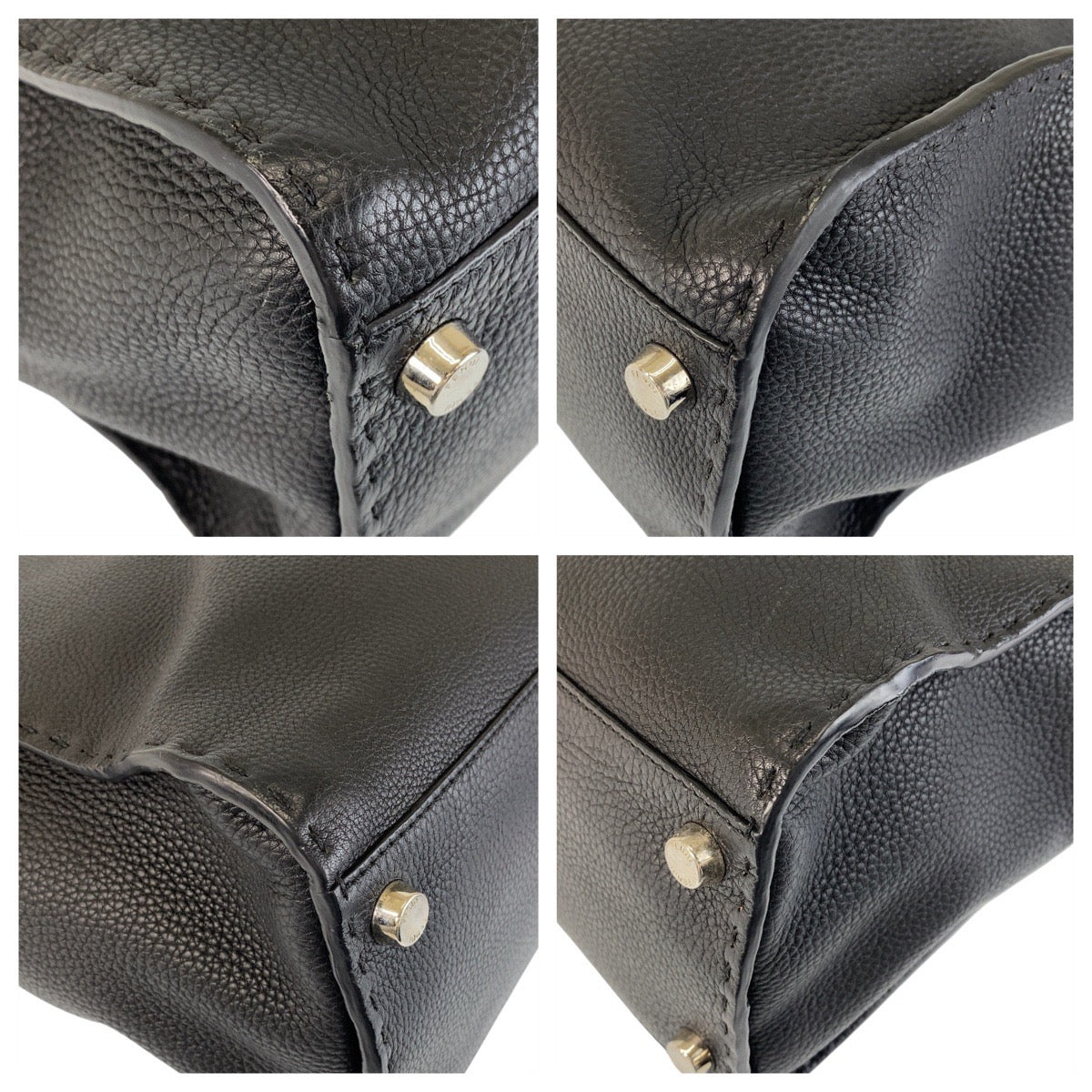 14607
FENDI フェンディ セレリア ピーカブー ブラック 黒 シルバー金具 レザー ビジネスバッグ ブリーフケース  メンズ