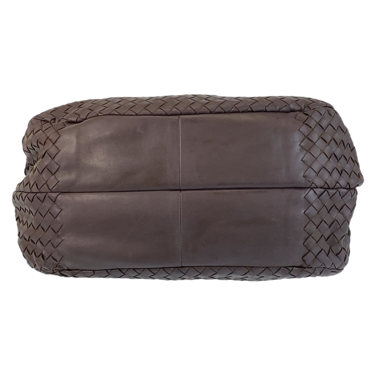 14609
BOTTEGAVENETA ボッテガヴェネタ イントレチャート ブラウン レザー ホーボー ショルダーバッグ  レディース