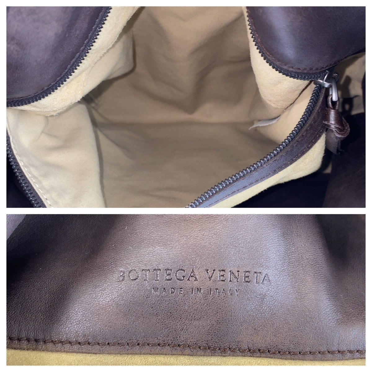 14609
BOTTEGAVENETA ボッテガヴェネタ イントレチャート ブラウン レザー ホーボー ショルダーバッグ  レディース