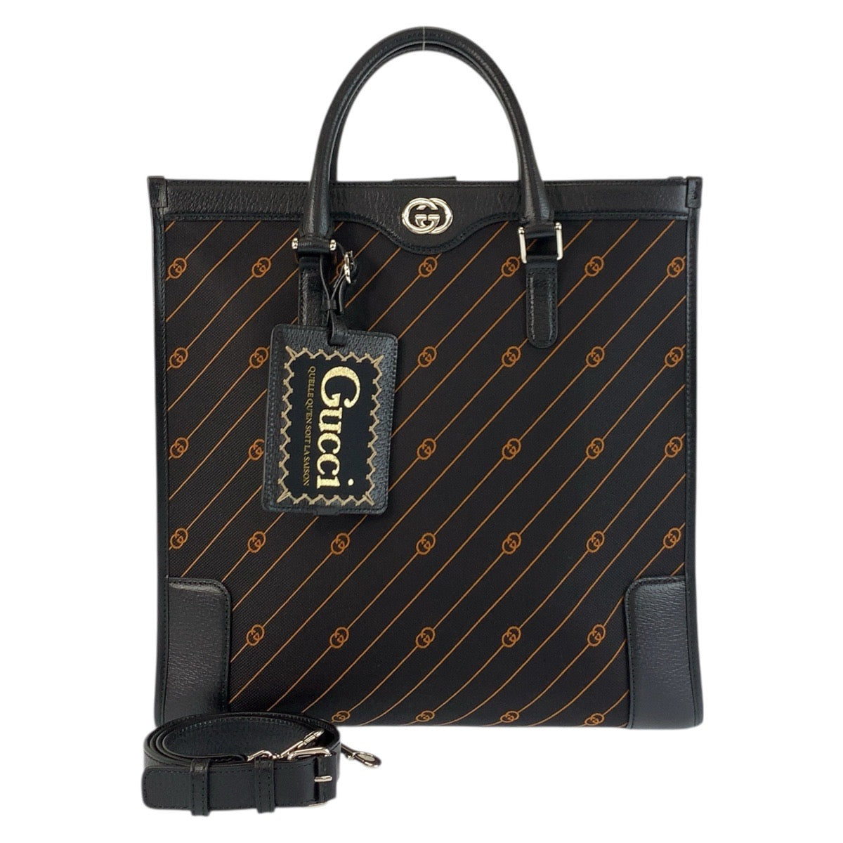 14612
GUCCI グッチ インターロッキング ブラック 黒 オレンジ シルバー金具 キャンバス / レザー 752586 トートバッグ ショルダーバッグ 2way 男女兼用 メンズ SA160