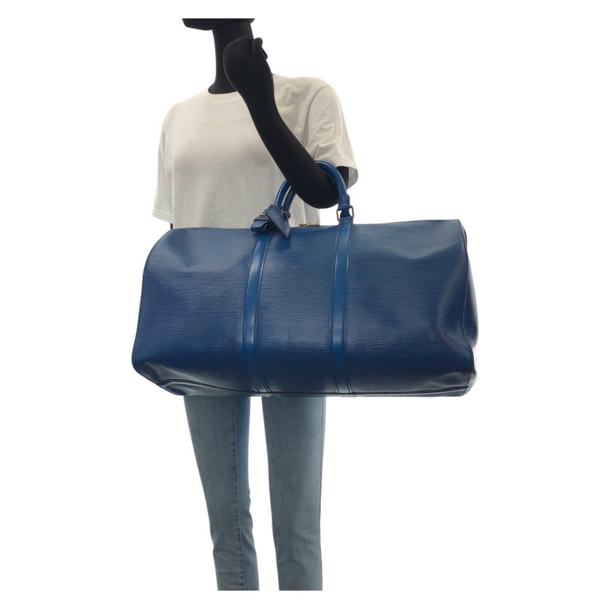 14618
LOUIS VUITTON ルイヴィトン エピ キーポル 50 ブルー ゴールド金具 レザー M42965 ボストンバッグ 男女兼用  レディース