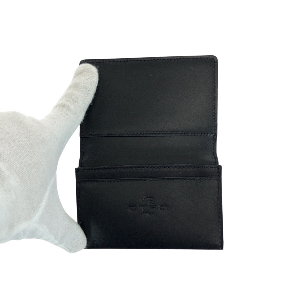 14619
ETRO エトロ ペイズリー ブラック 黒 PVC / レザー カードケース 名刺入れ 男女兼用  レディース