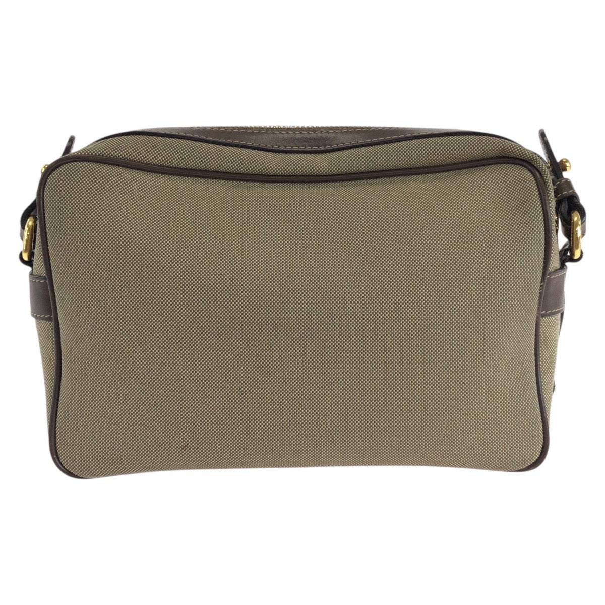 14620
PRADA プラダ ロゴジャガード 三角ロゴプレート ベージュ ブラウン ゴールド金具 キャンバス / レザー ショルダーバッグ ポシェット  レディース