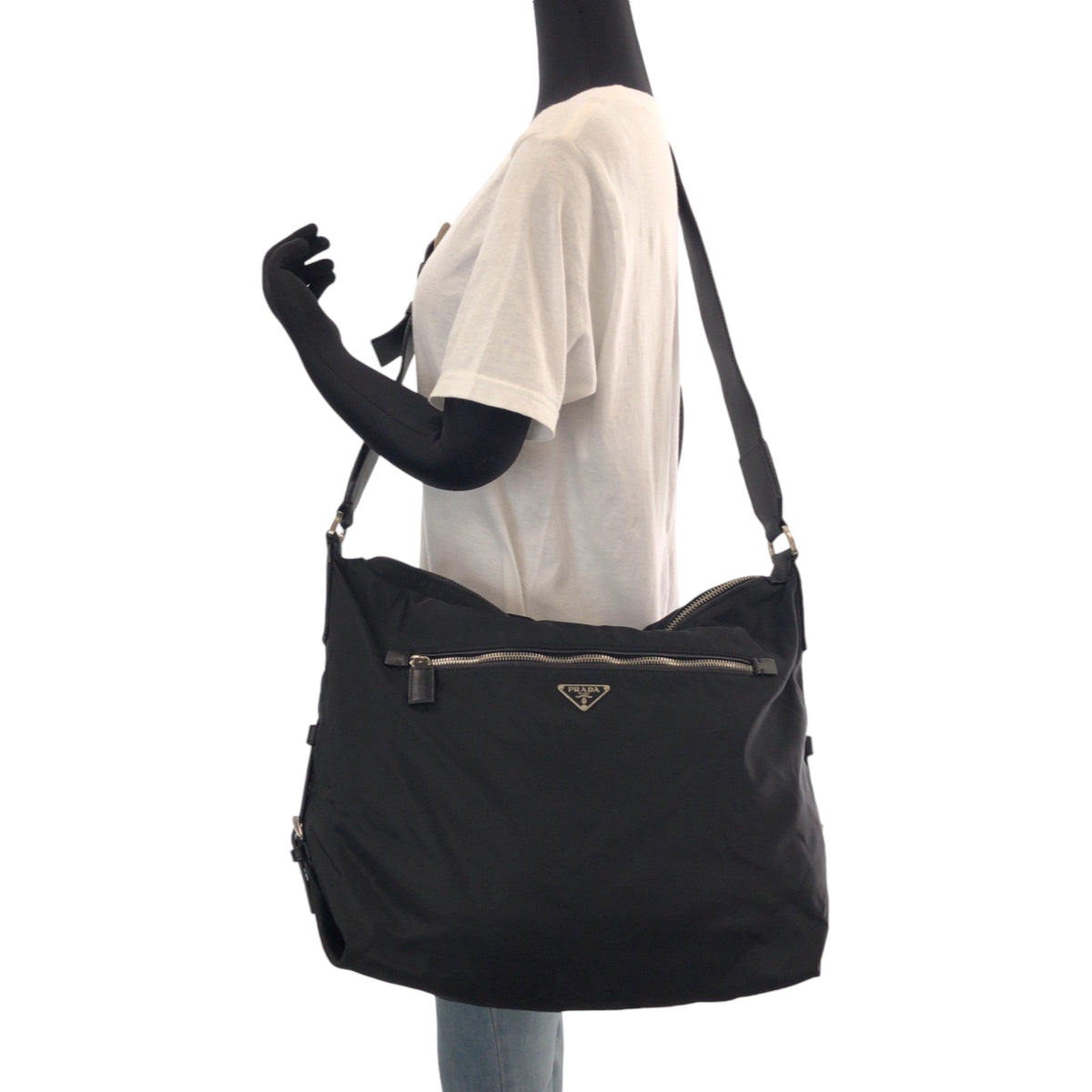 14621
PRADA プラダ テスート 三角ロゴプレート 男女兼用 ブラック 黒 シルバー金具 ナイロン ショルダーバッグ メッセンジャーバッグ  メンズ