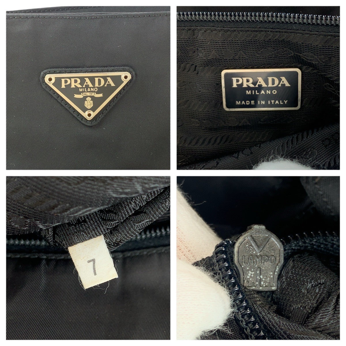 14622
PRADA プラダ テスート 三角ロゴプレート ブラック 黒 シルバー金具 ナイロン トートバッグ ショルダーバッグ  レディース
