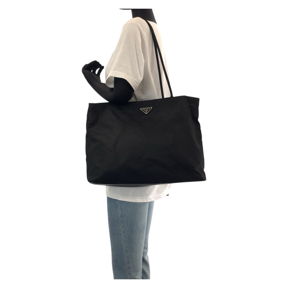 14622
PRADA プラダ テスート 三角ロゴプレート ブラック 黒 シルバー金具 ナイロン トートバッグ ショルダーバッグ  レディース