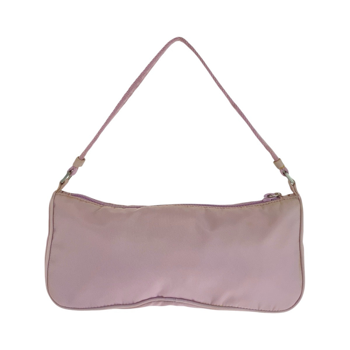 14623
PRADA プラダ テスート 三角ロゴプレート ピンク シルバー金具 ナイロン ハンドバッグ アクセサリーポーチ  レディース