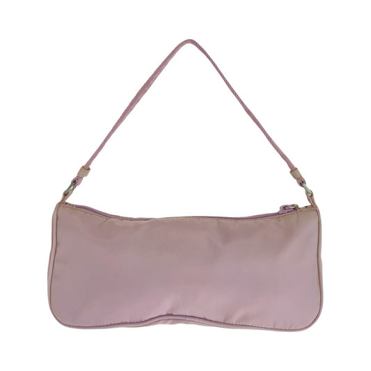 14623
PRADA プラダ テスート 三角ロゴプレート ピンク シルバー金具 ナイロン ハンドバッグ アクセサリーポーチ  レディース