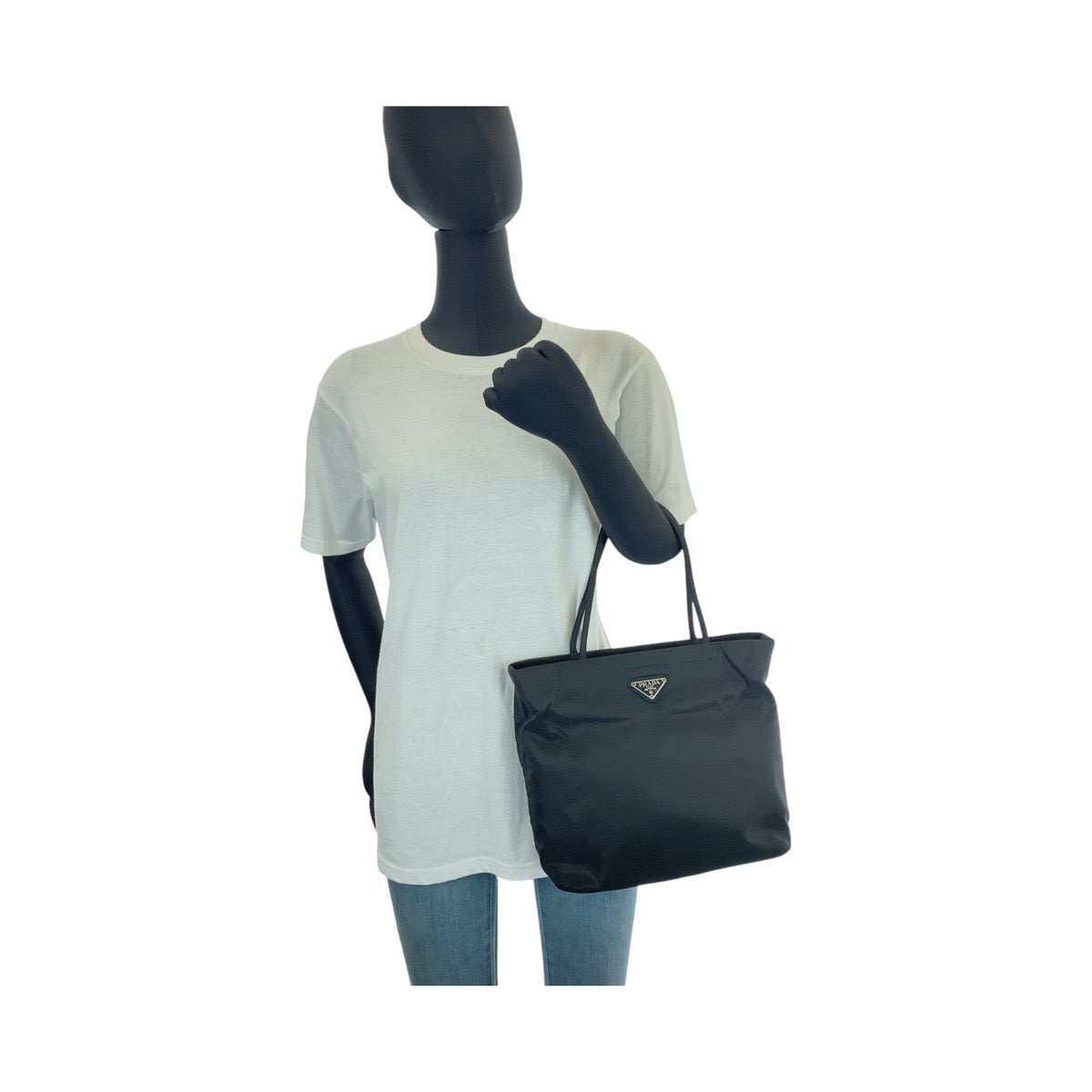 14624
PRADA プラダ テスート 三角ロゴプレート ブラック 黒 シルバー金具 ナイロン ショルダーバッグ トートバッグ  レディース