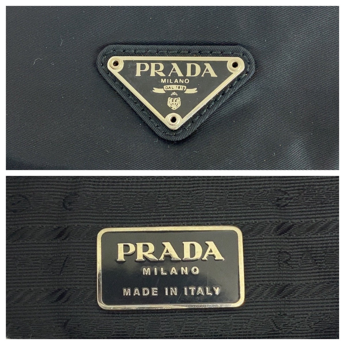 14624
PRADA プラダ テスート 三角ロゴプレート ブラック 黒 シルバー金具 ナイロン ショルダーバッグ トートバッグ  レディース