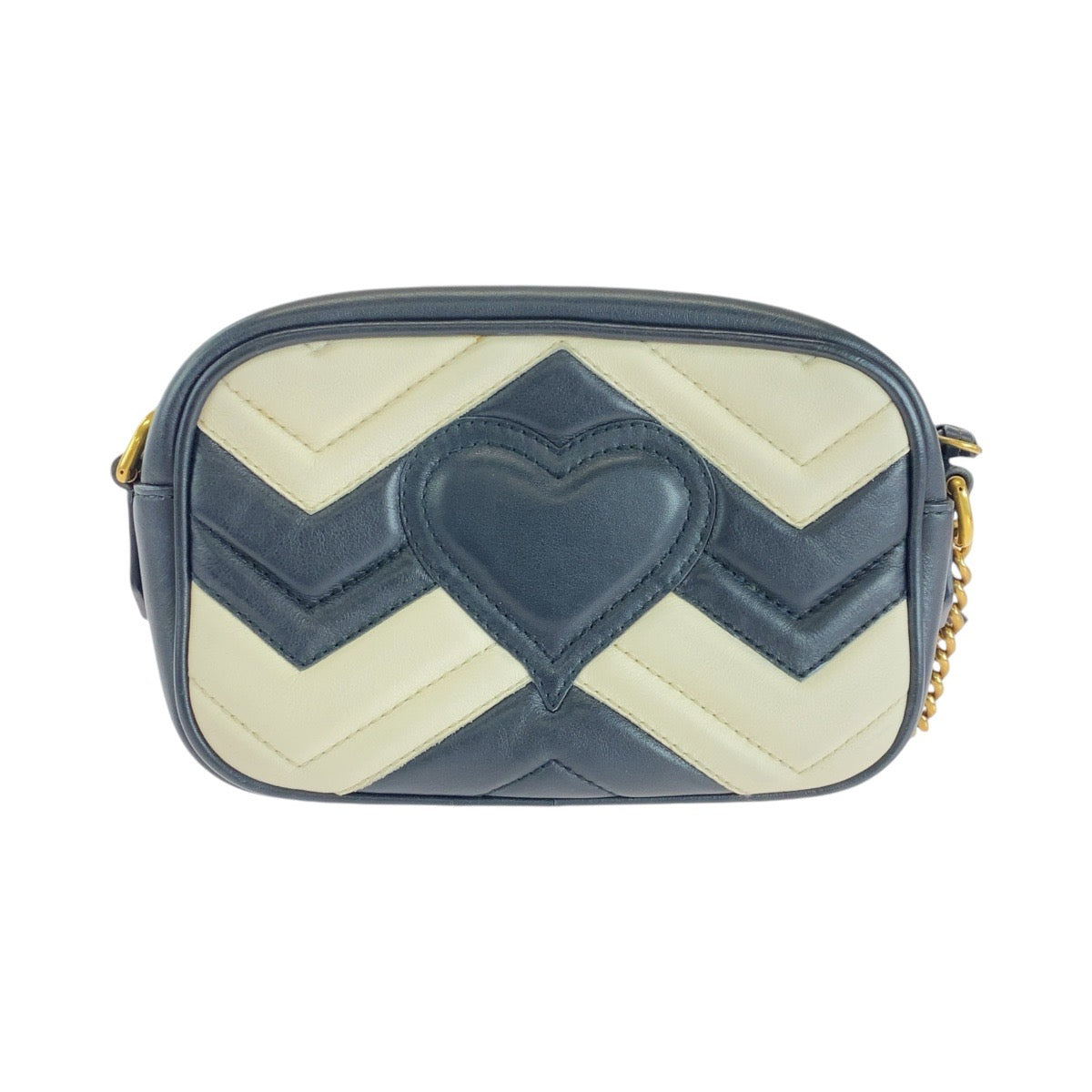 14627
GUCCI グッチ GGマーモント ブラック ホワイト ゴールド金具 レザー 448065 斜め掛け ショルダーバッグ ポシェット  レディース