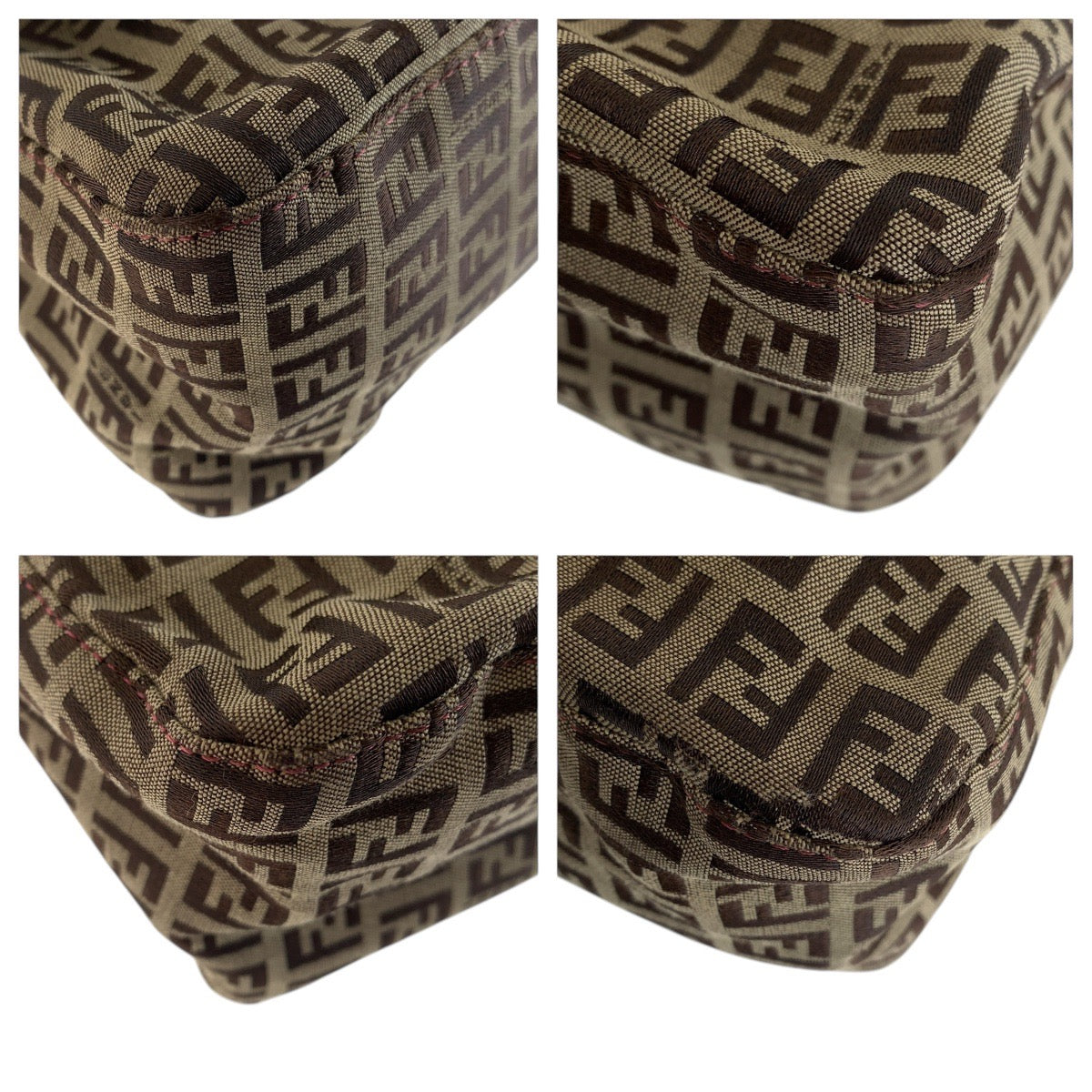 14629
FENDI フェンディ ズッキーノ マンマバケット ブラウン ピンク ゴールド金具 キャンバス / レザー ショルダーバッグ  レディース ABP67